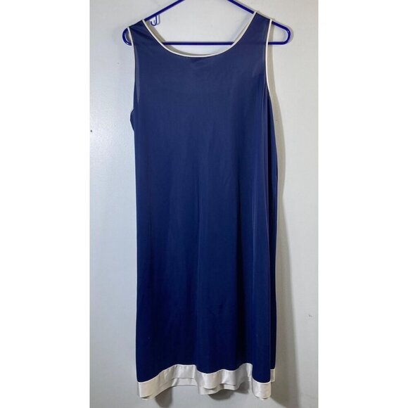 Womens Vintage Vanity Fair Nightgown Robe Set Navy White M Nylon Antron - Picture 4 of 11